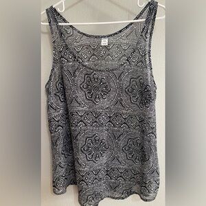 Stylish Sheer Black and White Dotted Geometric Patterned Women's Top by Old Navy